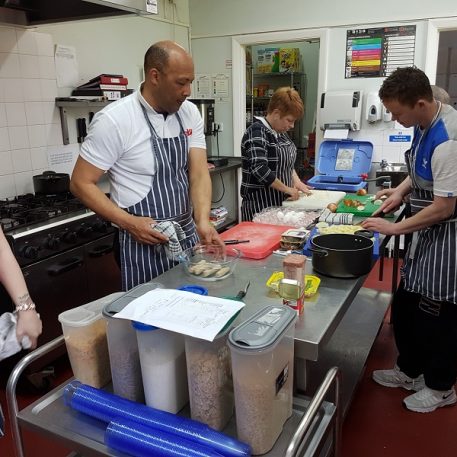 Adelaide House residents cookery class using FareShare GO food