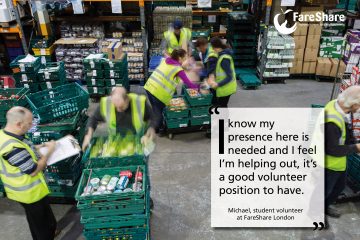 Student Michael explains what he enjoys about volunteering at FareShare