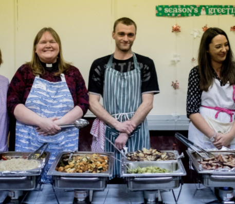 Church of the Apostles, manchester, FareShare charity member, Christmas lunch, homeless