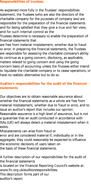 Responsibilities of trustees  As explained more fully in the Trustees  responsibilities statement  the Trustees  who    