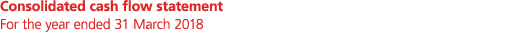 Consolidated cash flow statement For the year ended 31 March 2018 