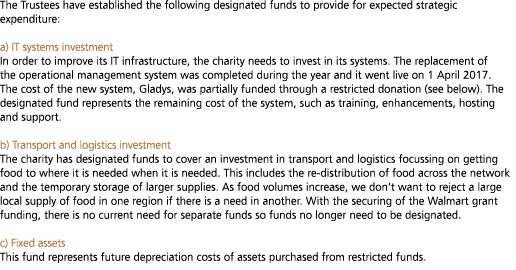 The Trustees have established the following designated funds to provide for expected strategic expenditure  a  IT sys   