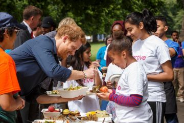 HRH Prince Harry serving lunch at the Newham StreetGames