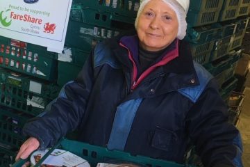 Rogerstone’s reliable Dilys Holder, who has worked at the site for more than 30 years, is responsible for building the FareShare pallets.