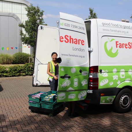 Unloading the FareShare van at Sport at the Heat